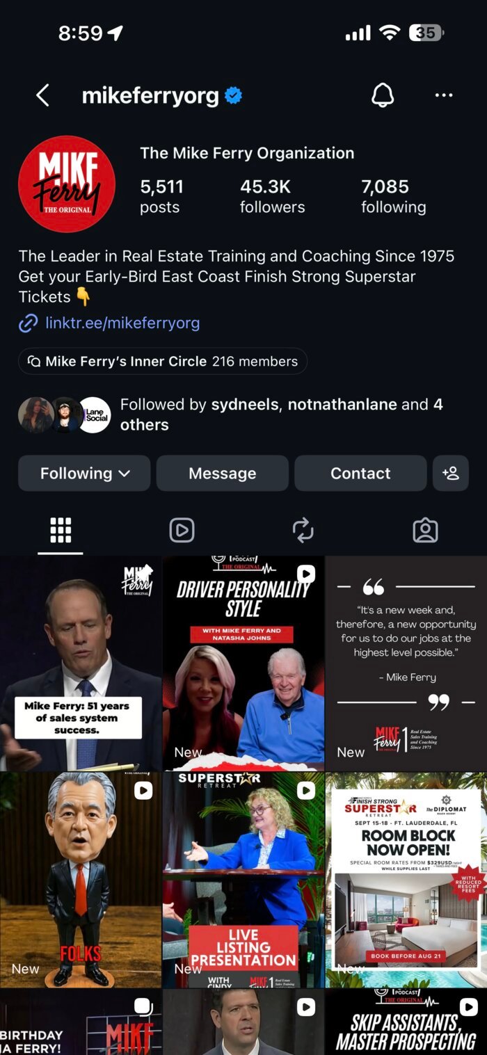 Public Instagram profile context